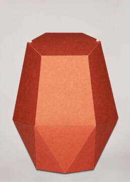Ökologische, orange Urne aus Papier, Papierurne, Kartonage